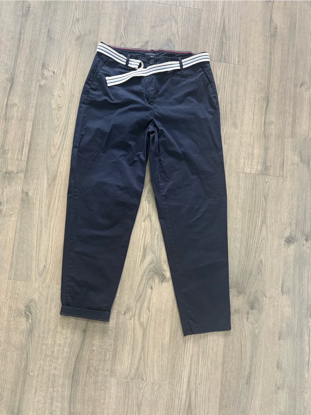 Tommy Hilfiger  Navy Cropped Pants with Red-Trim Waistband